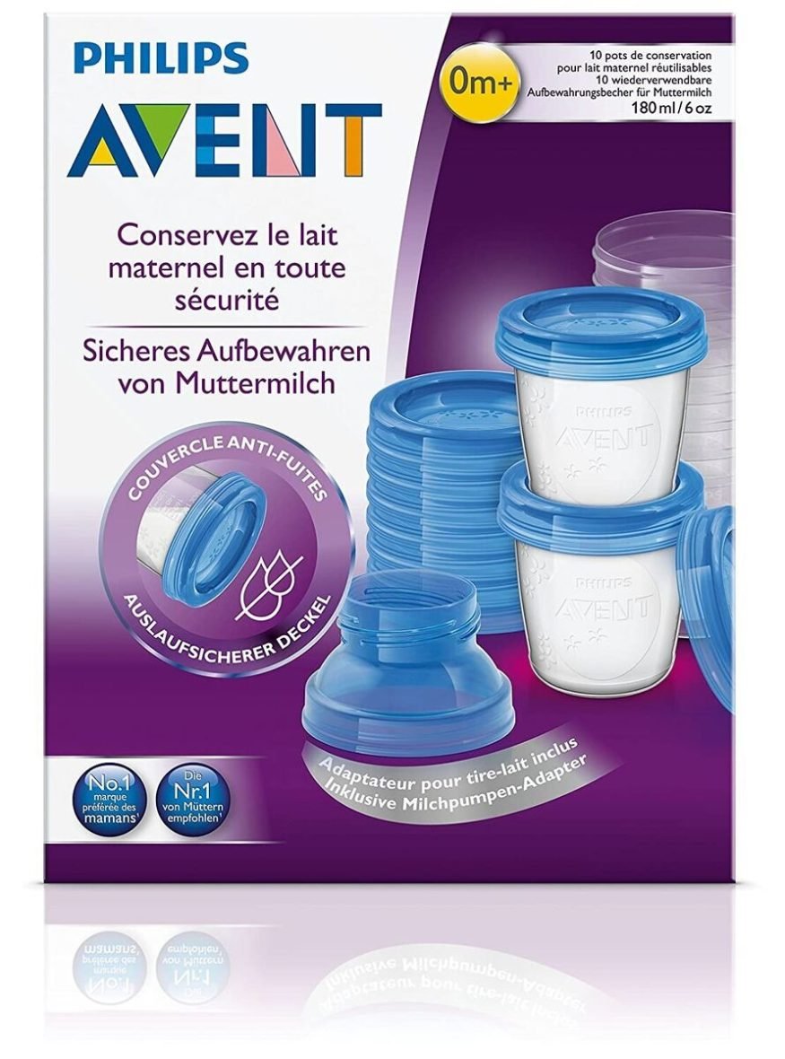 Avent 10 pots de conservation de repas et lait maternel