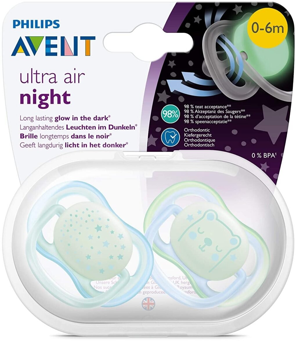Avent Philips Tétine Ultra Air Night Bleu Ours 0-6m fluorescente la nuit